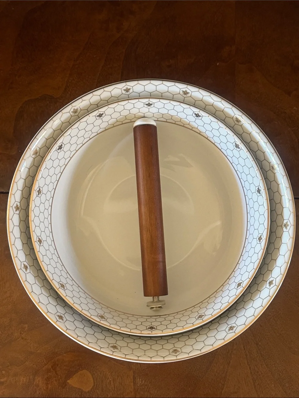 Williams Sonoma Honeycomb Two-Tier Porcelain Fruit Bowl